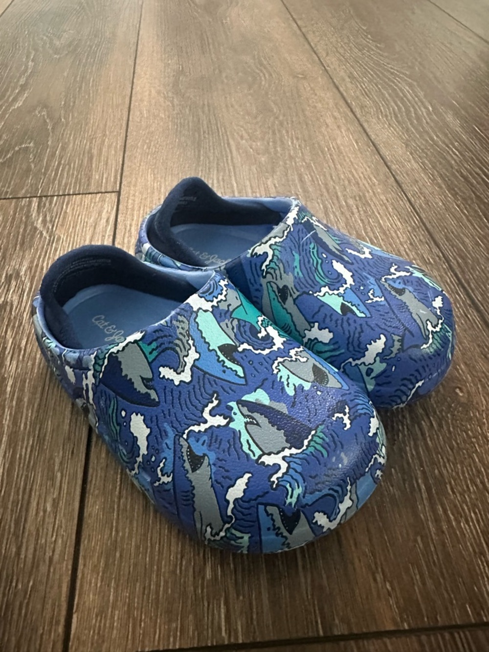 Cat & Jack Blue Shark Print Slip-On Clogs for Kids